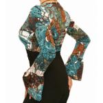 Turquoise Floral Print Bell Sleeve top