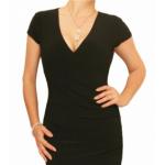 Black Ruched Mock Wrap Dress