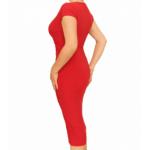 Red Ruched Mock Wrap Dress