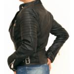 Black Leather Effect Biker Jacket