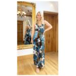 Turquoise and Brown Print Maxi Dress