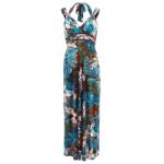 Turquoise and Brown Print Maxi Dress