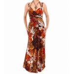 Red and Brown Print Maxi Dress