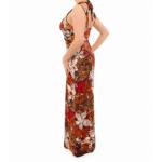 Red and Brown Print Maxi Dress