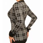 Black and White Checked Mock Wrap Top