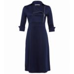 Navy Blue Biker Style Zip up A Line Dress