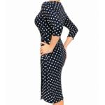 Navy Blue and Ivory Spotted Wrap Dress