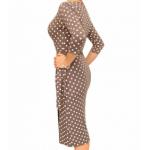 Mocha and Ivory Spotted Wrap Dress