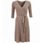 Mocha and Ivory Spotted Wrap Dress