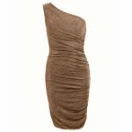 Dark Gold Figure Hugging Ruched Dress