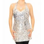 Silver Sequin Halter Neck Top