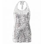 Silver Sequin Halter Neck Top