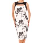 Ivory Floral Cut Out Keyhole Dress