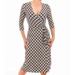 Black and Ivory Print Wrap Dress