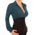 Black and Teal Spot Print Corset Top