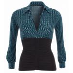 Black and Teal Spot Print Corset Top