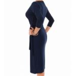 Navy Blue Elegant Wrap Dress