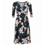 Teal Floral Print Wrap Dress