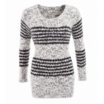Grey and Black Striped Chunky Knit Jumper