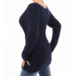 Navy Blue Chunky Knit Scoop Neck Jumper