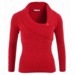 Red Asymmetrical Button Detail Jumper