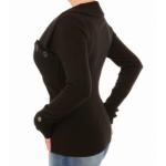 Black Asymmetrical Button Detail Jumper