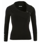 Black Asymmetrical Button Detail Jumper