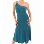 Teal Crystal Diamante One Shoulder Cocktail Dress