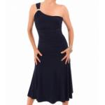 Navy Blue Crystal Diamante One Shoulder Cocktail Dress