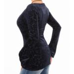 Navy Blue Velour Burn Out Bell Sleeve Top