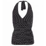 Black and White Spot Figure Hugging Halter Neck Top