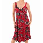 Red Floral Textured Strappy Dress