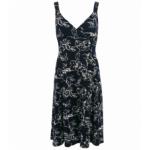 Navy Blue Floral Textured Strappy Dress