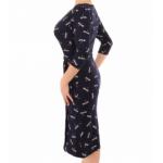 Navy Blue Dragonfly Print Wrap Dress