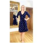 Navy Blue Dragonfly Print Wrap Dress