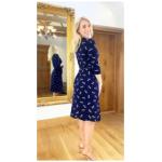 Navy Blue Dragonfly Print Wrap Dress