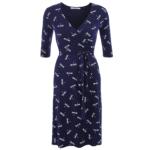 Navy Blue Dragonfly Print Wrap Dress