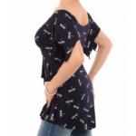 Navy Blue Dragonfly Print Top