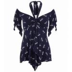 Navy Blue Dragonfly Print Top