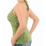 Green Daisy Floral Print Halter Neck Top