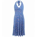 Blue Daisy Print Floral Halter Neck Dress
