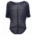 Navy Blue Crochet Style Top