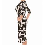 Black and Ivory Leaf Print Wrap Dress