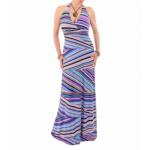 Purple Striped Halter Neck Maxi Dress