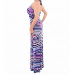 Purple Striped Halter Neck Maxi Dress