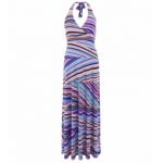 Purple Striped Halter Neck Maxi Dress