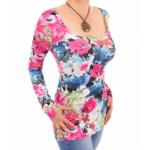 Floral Scoop Neck Stretchy Top