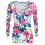 Floral Scoop Neck Stretchy Top