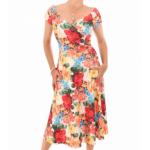 Vintage Floral Print Bardot Dress