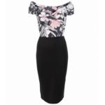 Pink and Black Floral Pencil Dress